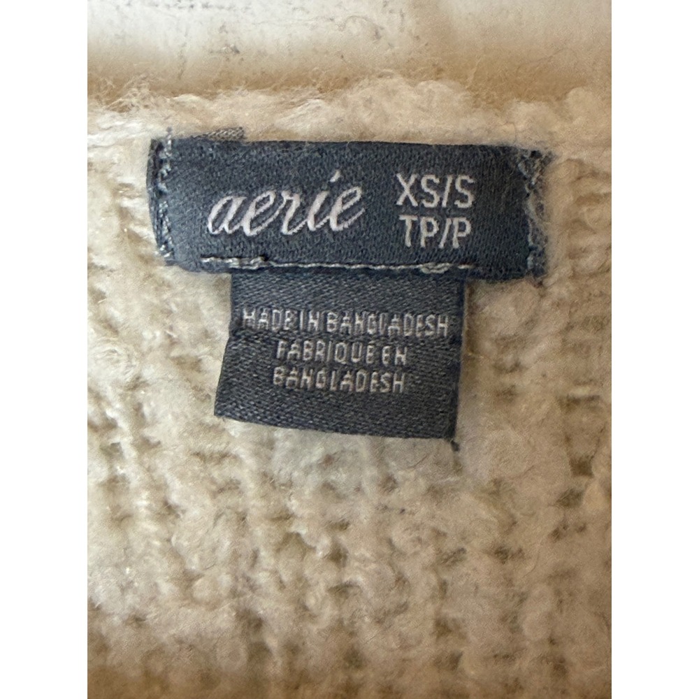 Aerie Sweater Women XS Ivory Boucle Wool Blend Open Front Cardigan Lounge Knit - Picture 7 of 10